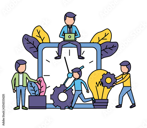 business people time clock