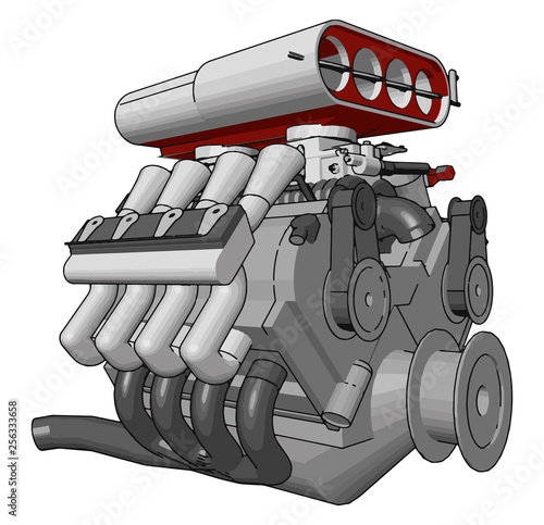 Engine of vehicle or pump vector or color illustration