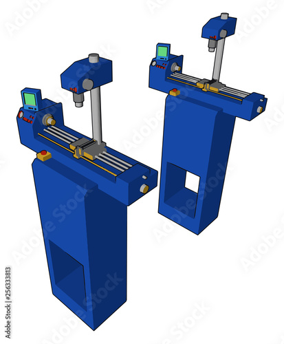 Two blue colored short machine vector or color illustration