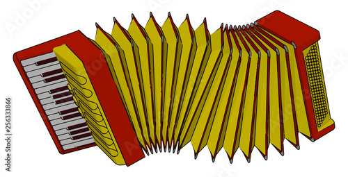 Playing of accordion picture vector or color illustration