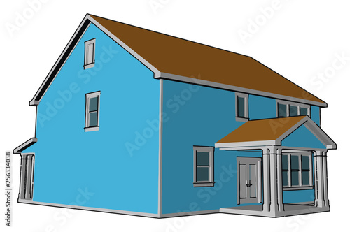 A farmhouse vector or color illustration