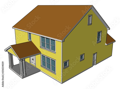 A primary residence farmhouse vector or color illustration