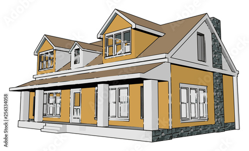 A house components vector or color illustration