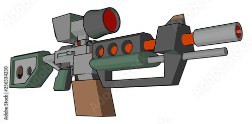 Gun loaded with bullet vector or color illustration