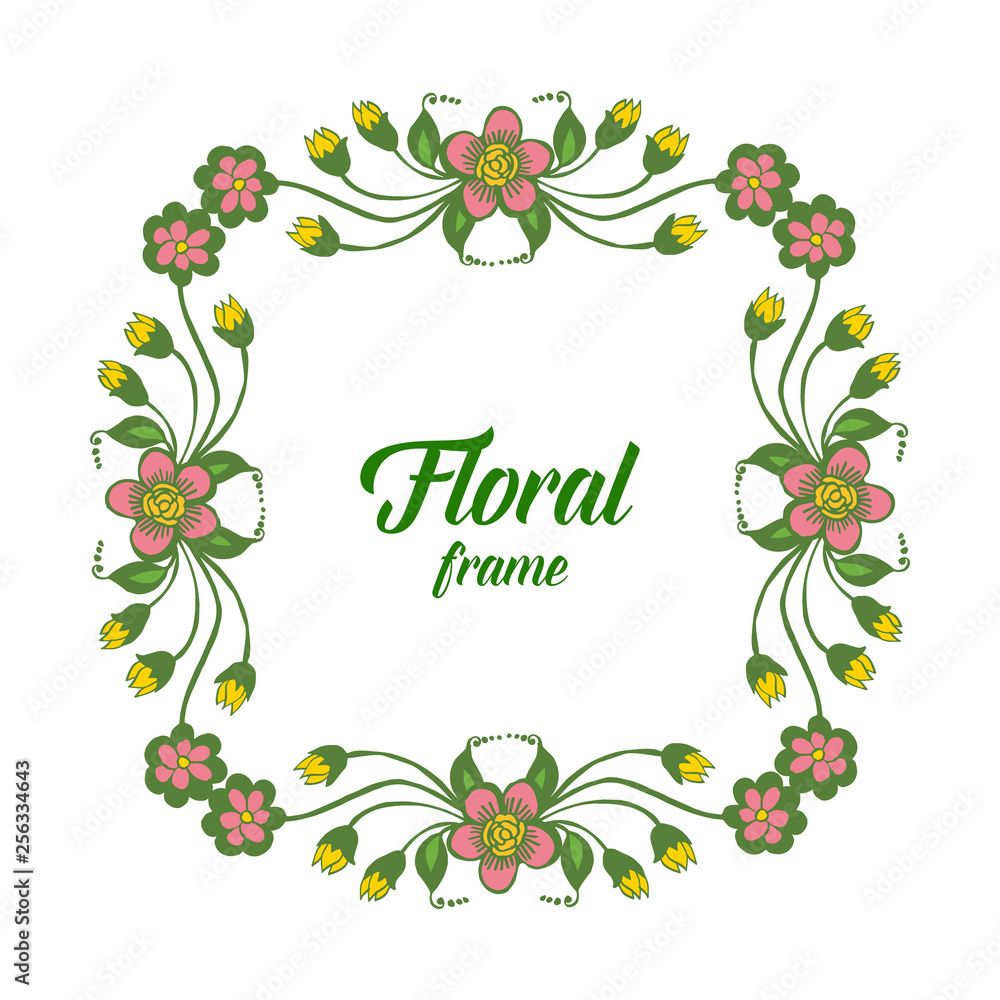 Vector illustration various texture colorful floral frame with invitation card