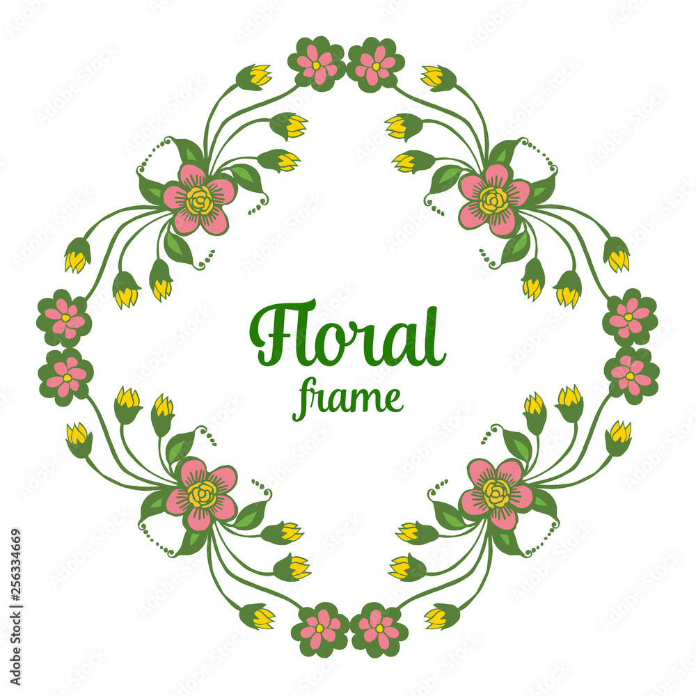 Vector illustration various texture colorful floral frame with invitation card