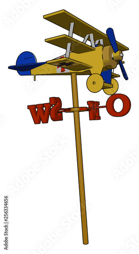 A toy aircraft mounted on wind vane vector or color illustration