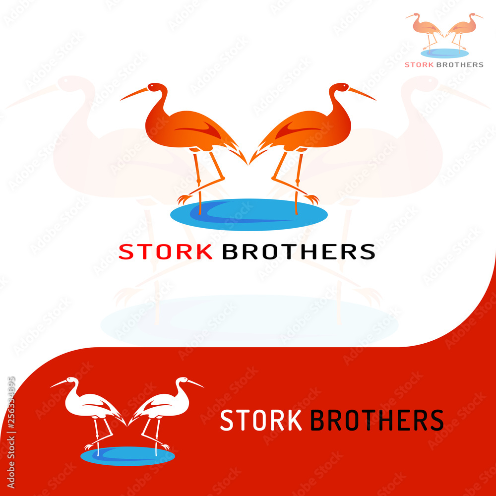 Obraz premium This logo has a picture of stork brothers. This logo is good to use as a company logo or various other creative businesses as needed. But it can also be used as an application logo.