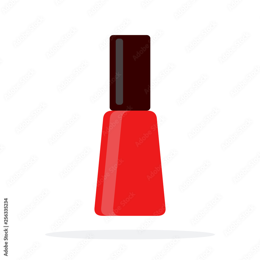 Red nail polish vector flat material design isolated object on white background. Red nail polish vector flat material design isolated object on white background.