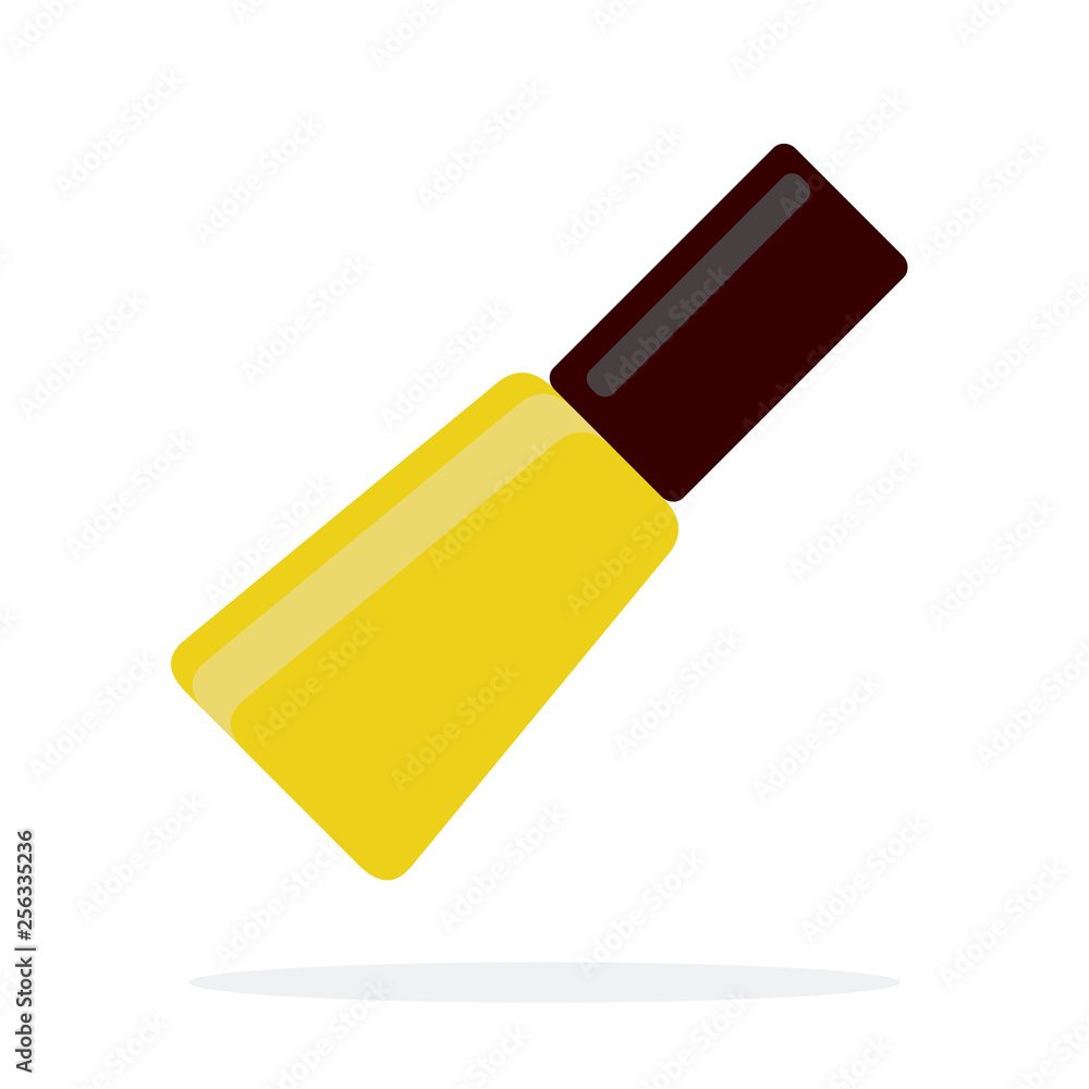 Yellow nail polish vector flat material design isolated object on white background. Yellow nail polish vector flat material design isolated object on white background.