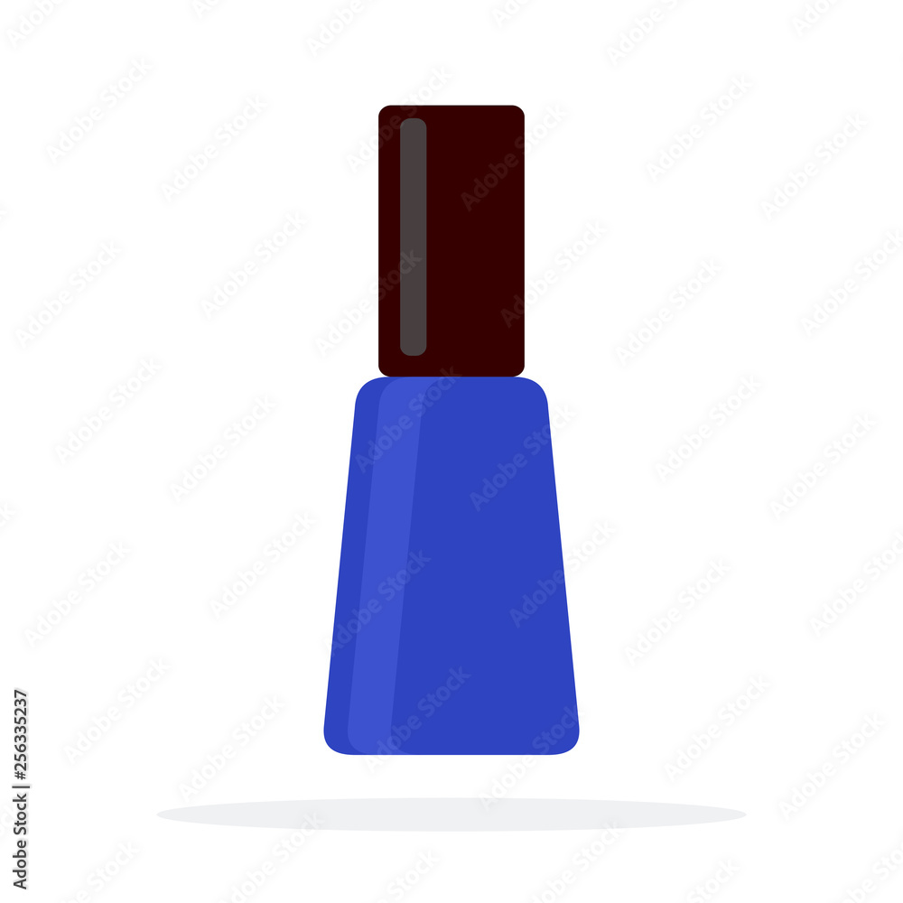 Blue nail polish vector flat material design isolated object on white background. Blue nail polish vector flat material design isolated object on white background.