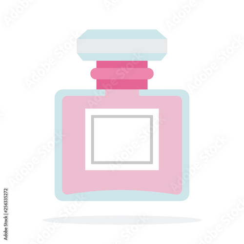Pink perfume vector flat material design isolated object on white background.