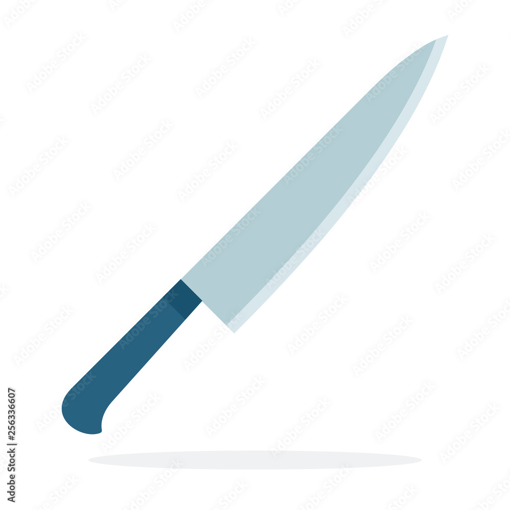 Chef's knife for chopping vector flat material design isolated object on white background. Chef's knife for chopping vector flat material design isolated object on white background.