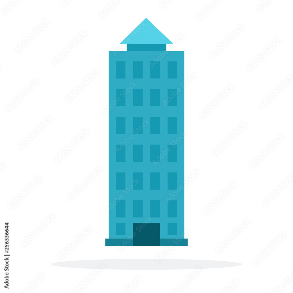 High-rise urban building vector flat material design isolated object on white background.
