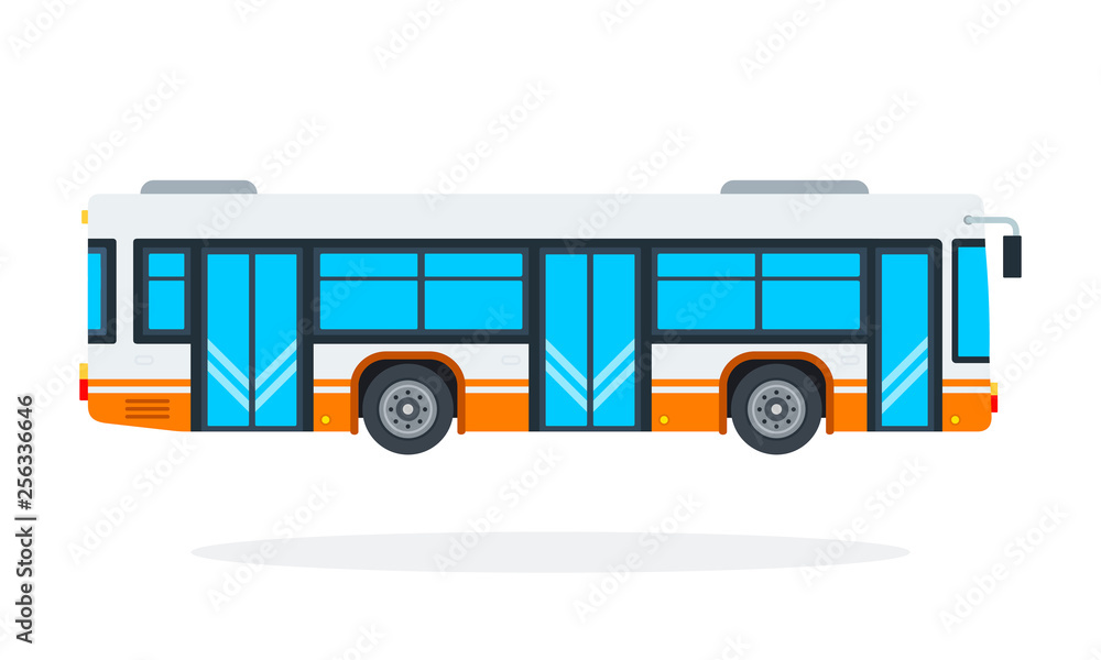 Municipal bus vector flat material design isolated object on white background.