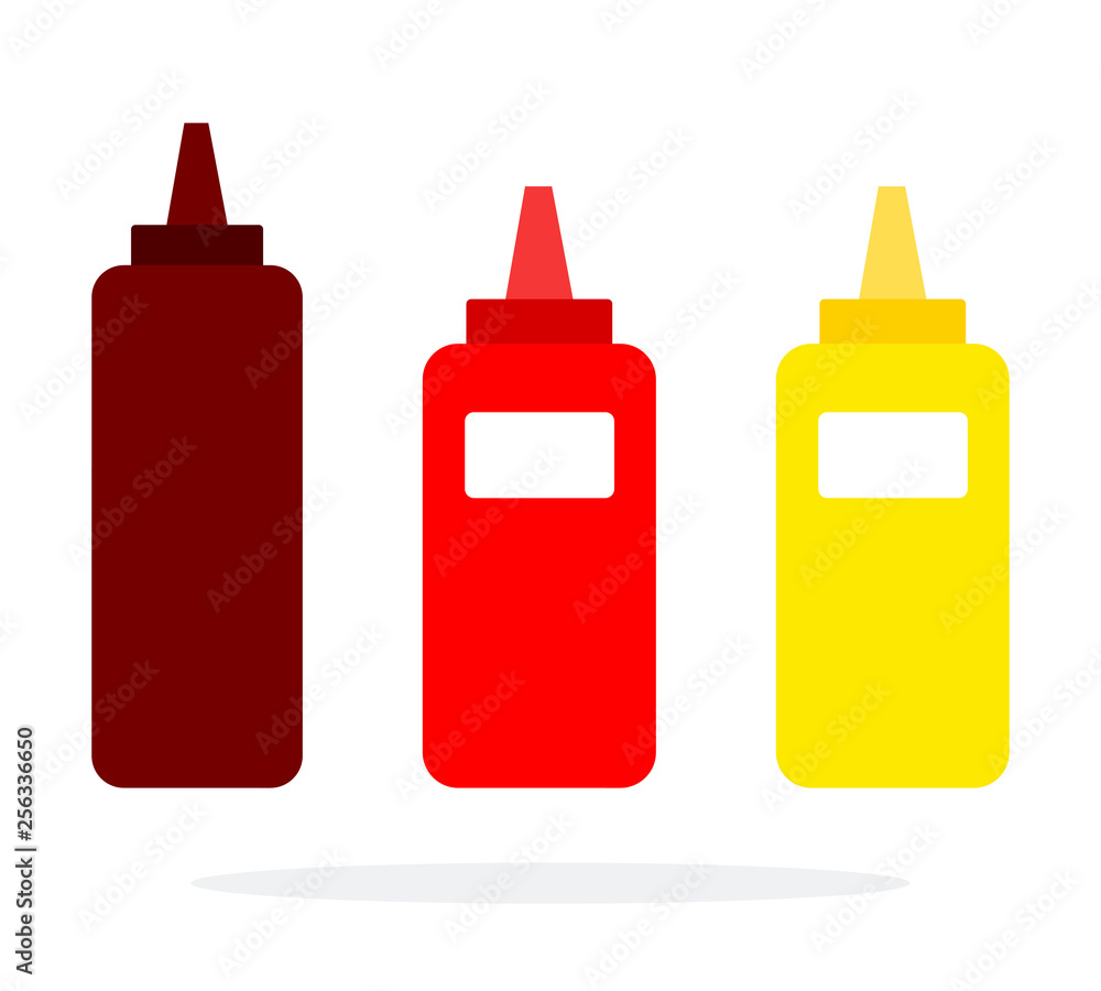 Plastic Sauce dispenser for ketchup and mustard vector flat isolated Plastic Sauce dispenser for ketchup and mustard vector flat isolated