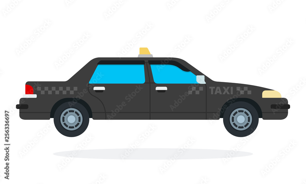 Black city taxi vector flat isolated Black city taxi vector flat isolated