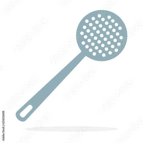 Plastic skimmer with holes vector flat material design isolated object on white background.