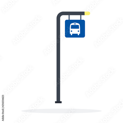 Bus stop post vector flat material design isolated object on white background.