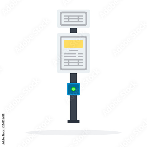 Bus pole with a button vector flat material design isolated object on white background.