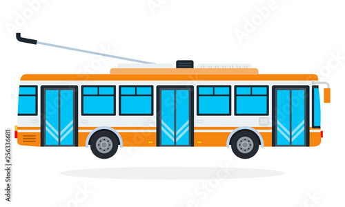 Trolleybus vector flat isolated