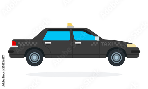 Black city taxi vector flat isolated