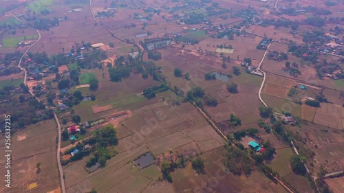 Aerial Looking Towards Small Village, Thailand photo