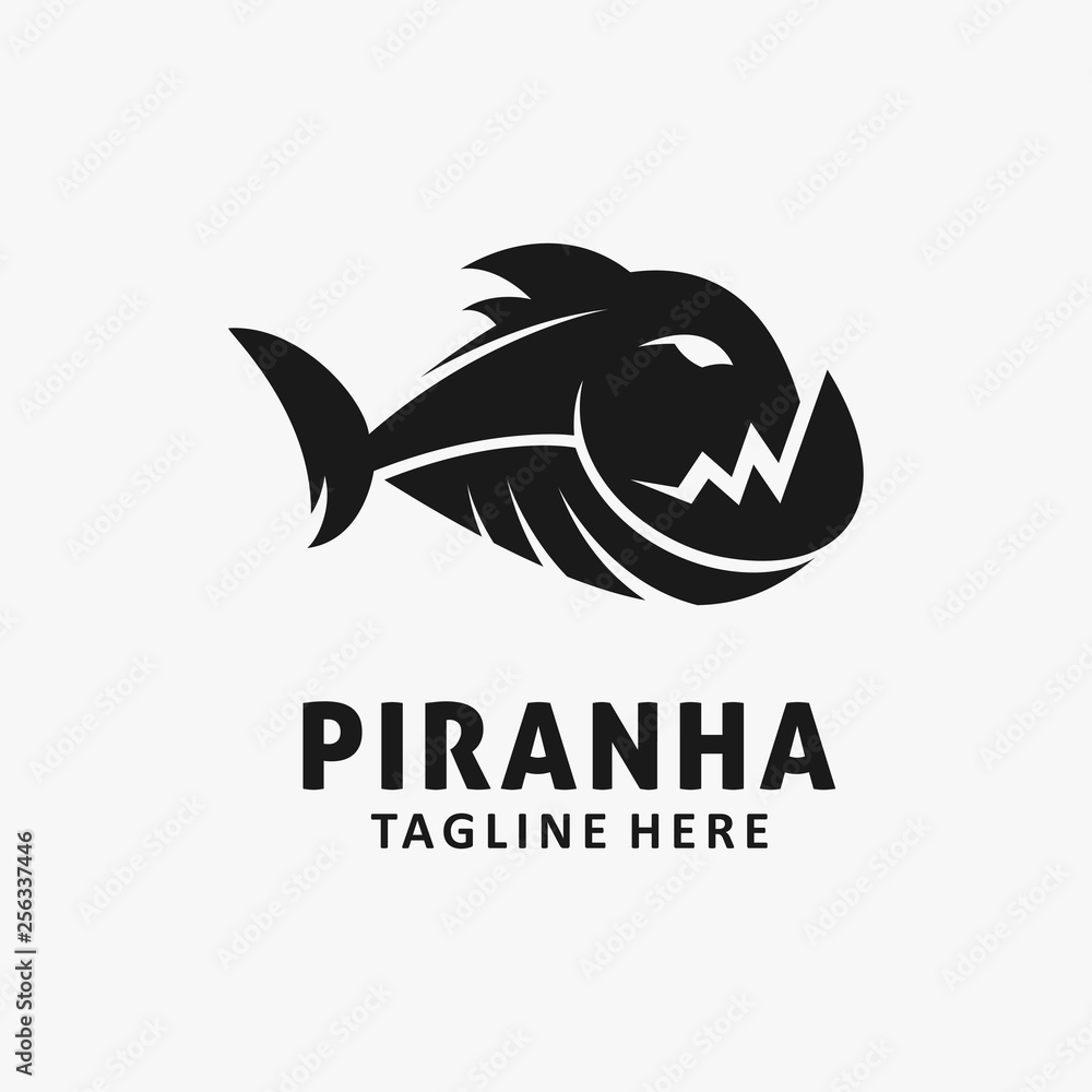 Piranha fish logo design Векторный объект Stock | Adobe Stock