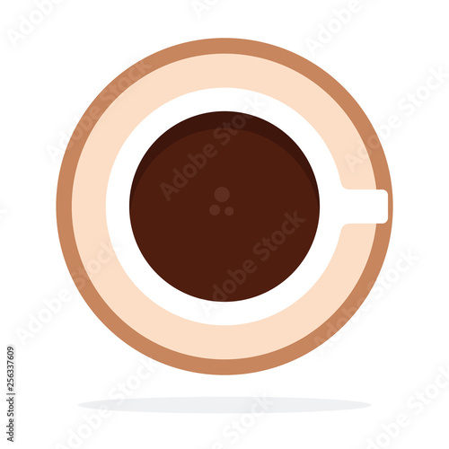Black coffee in a cup top view vector flat isolated