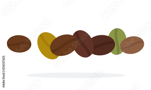 Coffee beans of different colors vector flat isolated
