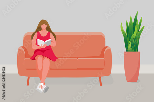 Girl sitting on the sofa