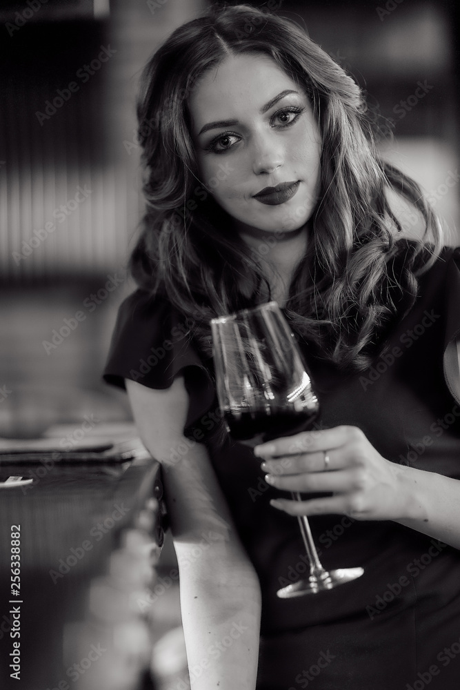 Girl with a glass of wine Girl with a glass of wine