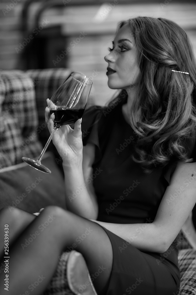 Girl with a glass of wine Girl with a glass of wine