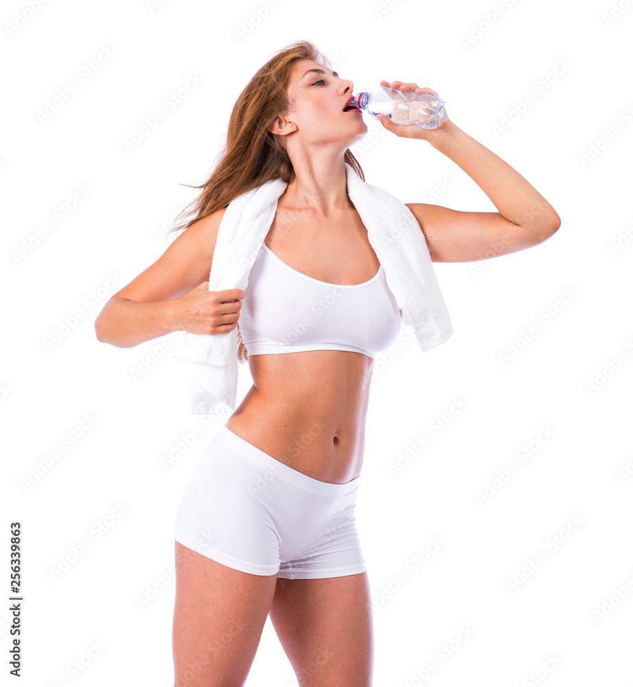 beautiful blonde woman in white fitness clothing beautiful blonde woman in white fitness clothing