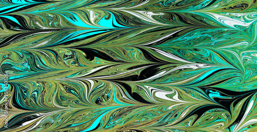 Beautiful abstract painting techniques drawing Ebru .Turkish style of painting Ebru on water with acrylic paints twists the waves.A stylish combination of natural luxury.Contemporary art of marming photo