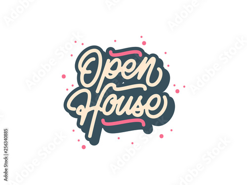 3D Mono Line Open House Calligraphy with Splash and White Background