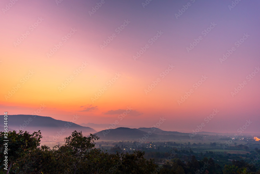 Beautiful sky before the sunrise over the mountain