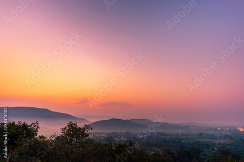 Beautiful sky before the sunrise over the mountain