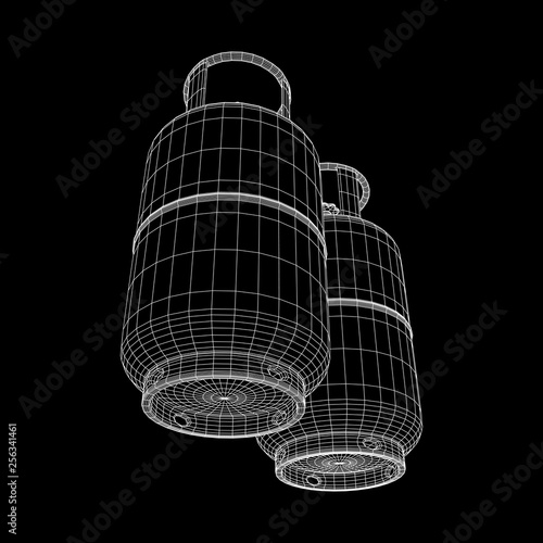 Flammable gas tank. Propane, butane, methane gas tank. Model wireframe low poly mesh vector illustration