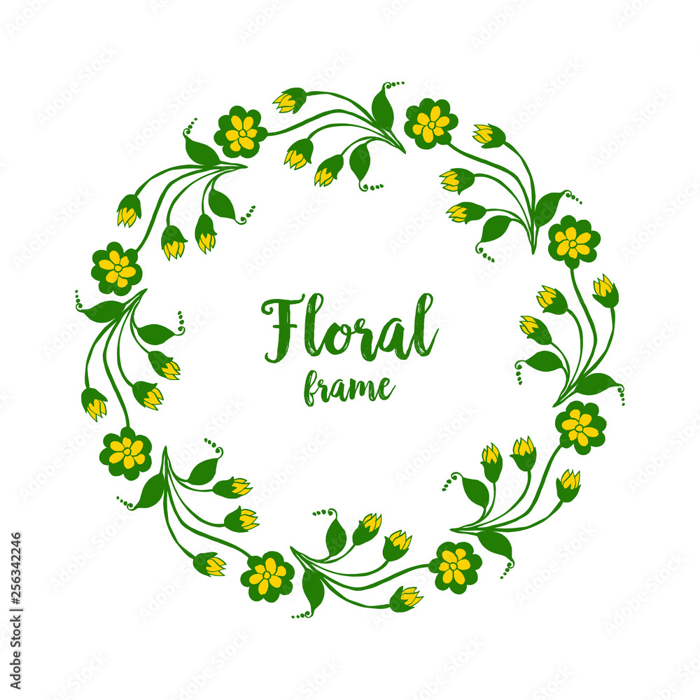 Vector illustration decoration leaf yellow floral frame with invitation card Vector illustration decoration leaf yellow floral frame with invitation card