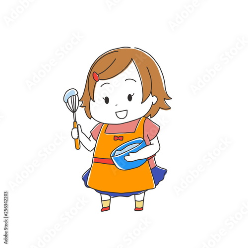 料理をする女の子