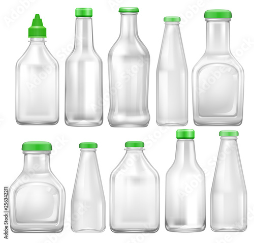 Set of transparent bottle