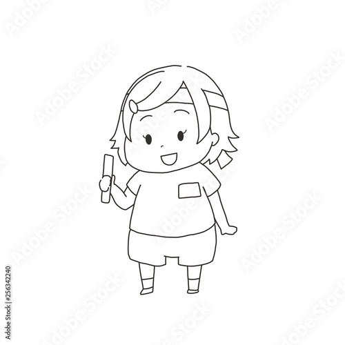 運動会　リレーをする女の子