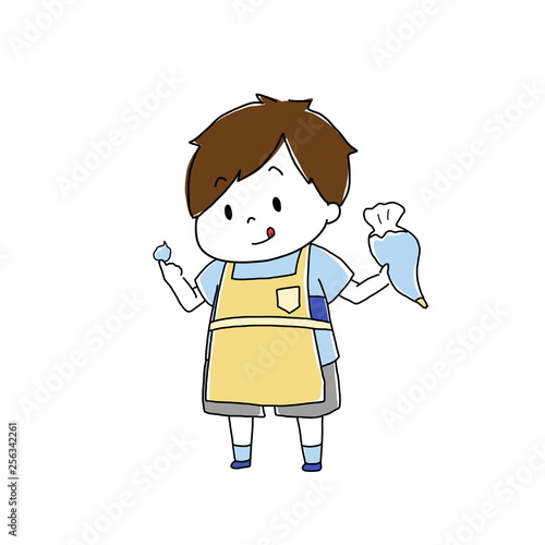 料理をする男の子