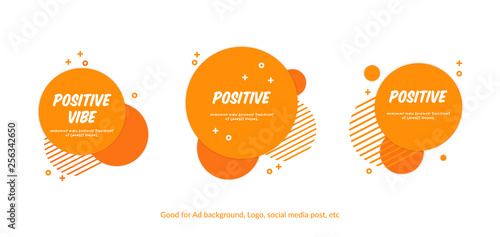 Set of flat cheerful orange circle background. Vector memphis style background for website, banner, covers, flyer, banner or print design
