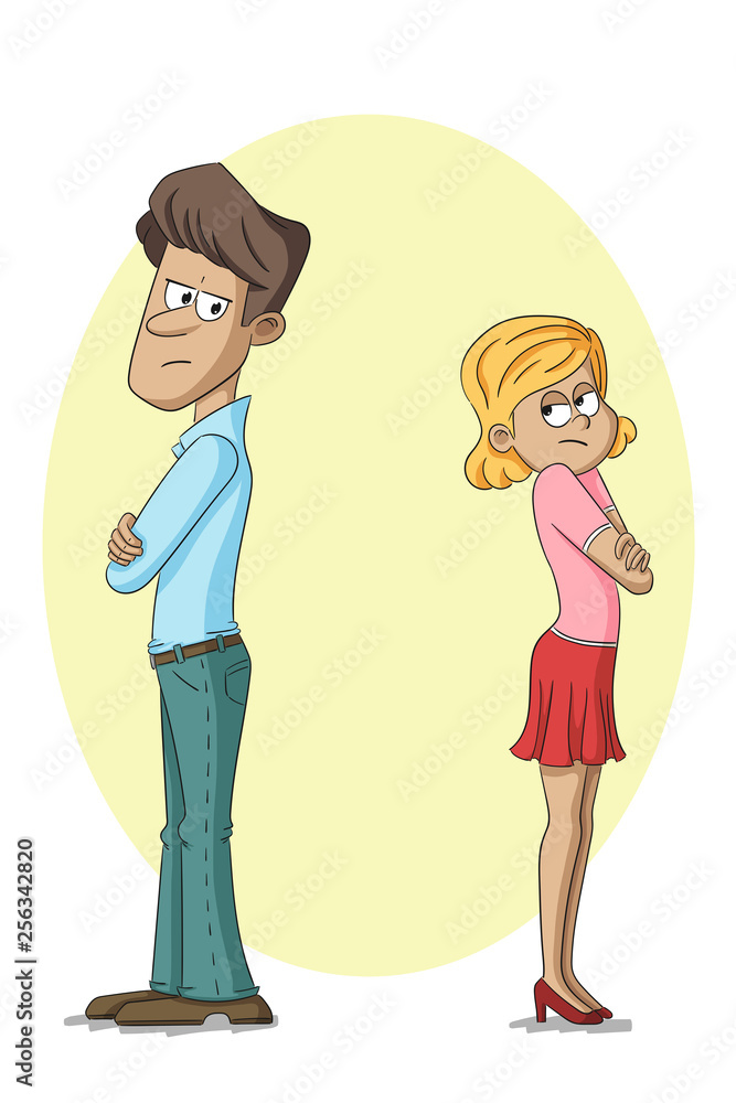 Angry young couple. Man and woman are locking angry. Angry young couple. Man and woman are locking angry.