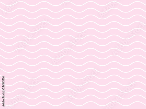 Geometric minimalist white stripe wave line pattern in horizontal thick lines on soft pink background, smooth zig zag or curve lines textile, like waves in the ocean.