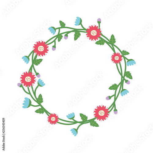 wreath with flowers and leaves © Gstudio