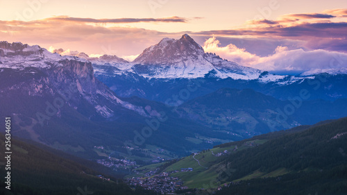 Majestic Dolomites mountain range  valley with south tyrol dolomites background. South Tyrol  Dolomites  Italy.