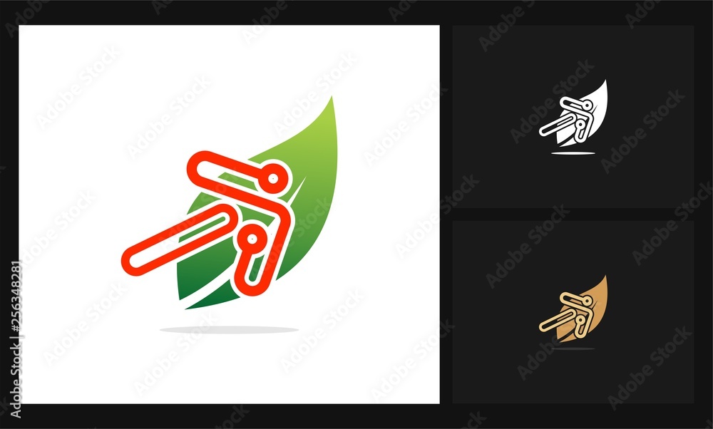 Obraz premium green leaf arrow logo
